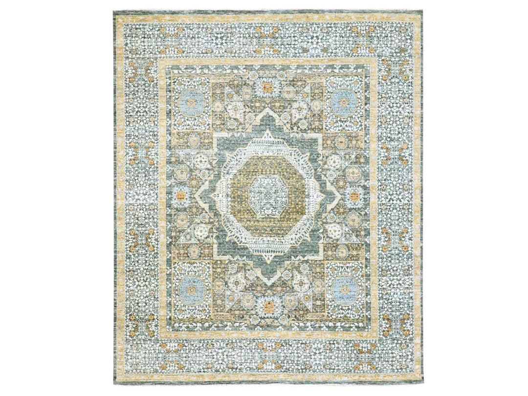 8'3" x 10'1" New Hand Knotted Grey Wool Rectangle Oriental Rug - MOA10276435