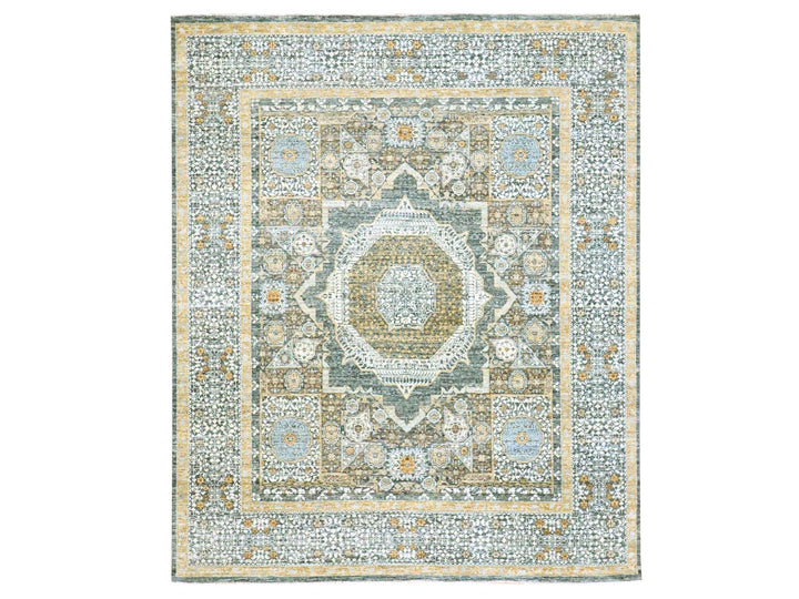 8'3" x 10'1" New Hand Knotted Grey Wool Rectangle Oriental Rug - MOA10276435