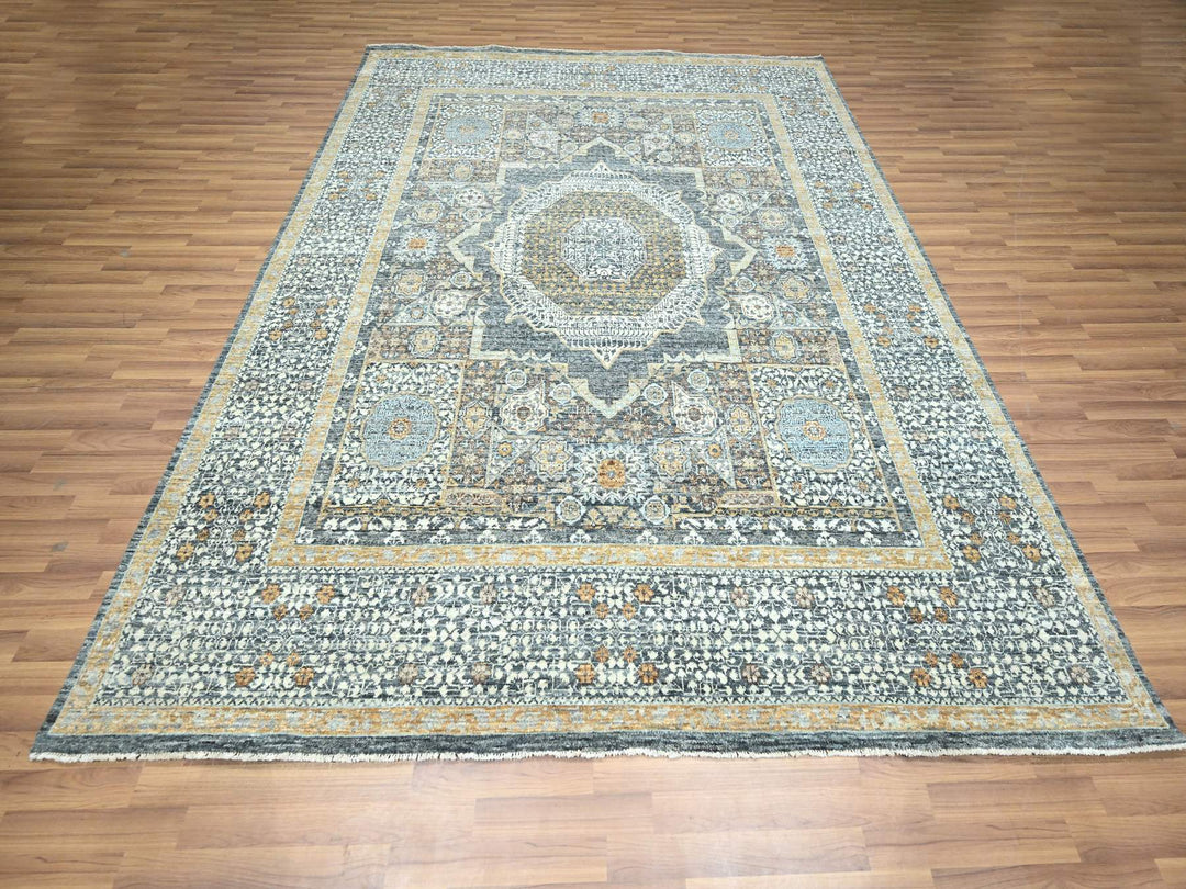 8'3" x 10'1" New Hand Knotted Green Wool Rectangle Oriental Rug - MOA10276435