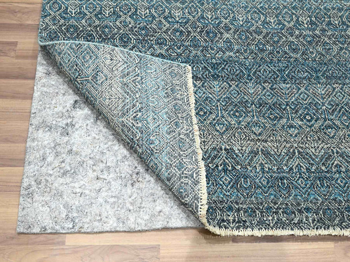 6'0" x 9'0" New Hand Knotted Blue Wool Rectangle Oriental Rug - MOA10276436