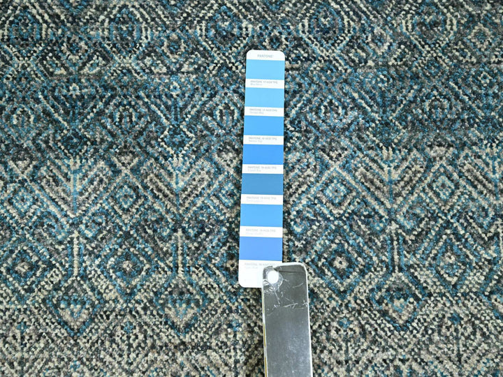 6'0" x 9'0" New Hand Knotted Blue Wool Rectangle Oriental Rug - MOA10276436