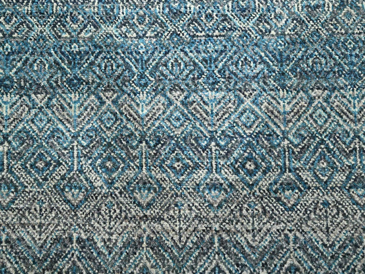6'0" x 9'0" New Hand Knotted Blue Wool Rectangle Oriental Rug - MOA10276436