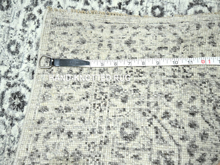 2'7" x 12'0" New Hand Knotted Ivory Wool Runner Oriental Rug - MOA10276437