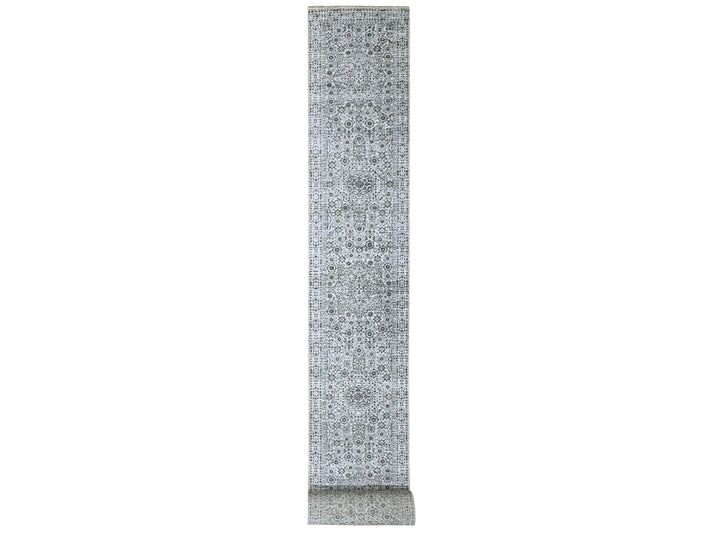 2'8" x 26'0" New Hand Knotted Ivory Wool Runner Oriental Rug - MOA10276438