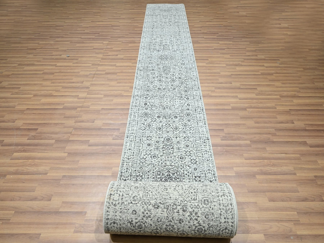 2'6" x 30'0" New Hand Knotted Ivory Wool Runner Oriental Rug - MOA10276439