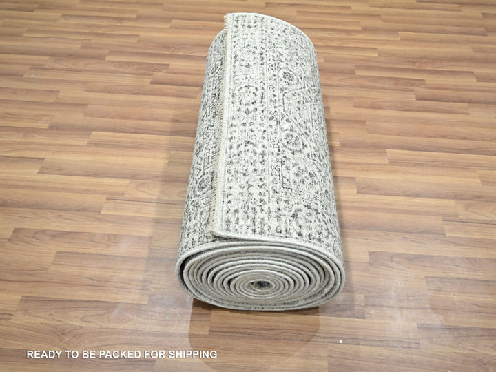 2'6" x 30'0" New Hand Knotted Ivory Wool Runner Oriental Rug - MOA10276439