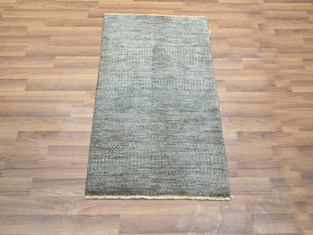 2'0" x 3'0" New Hand Knotted Brown Wool Rectangle Oriental Rug - MOA10276443