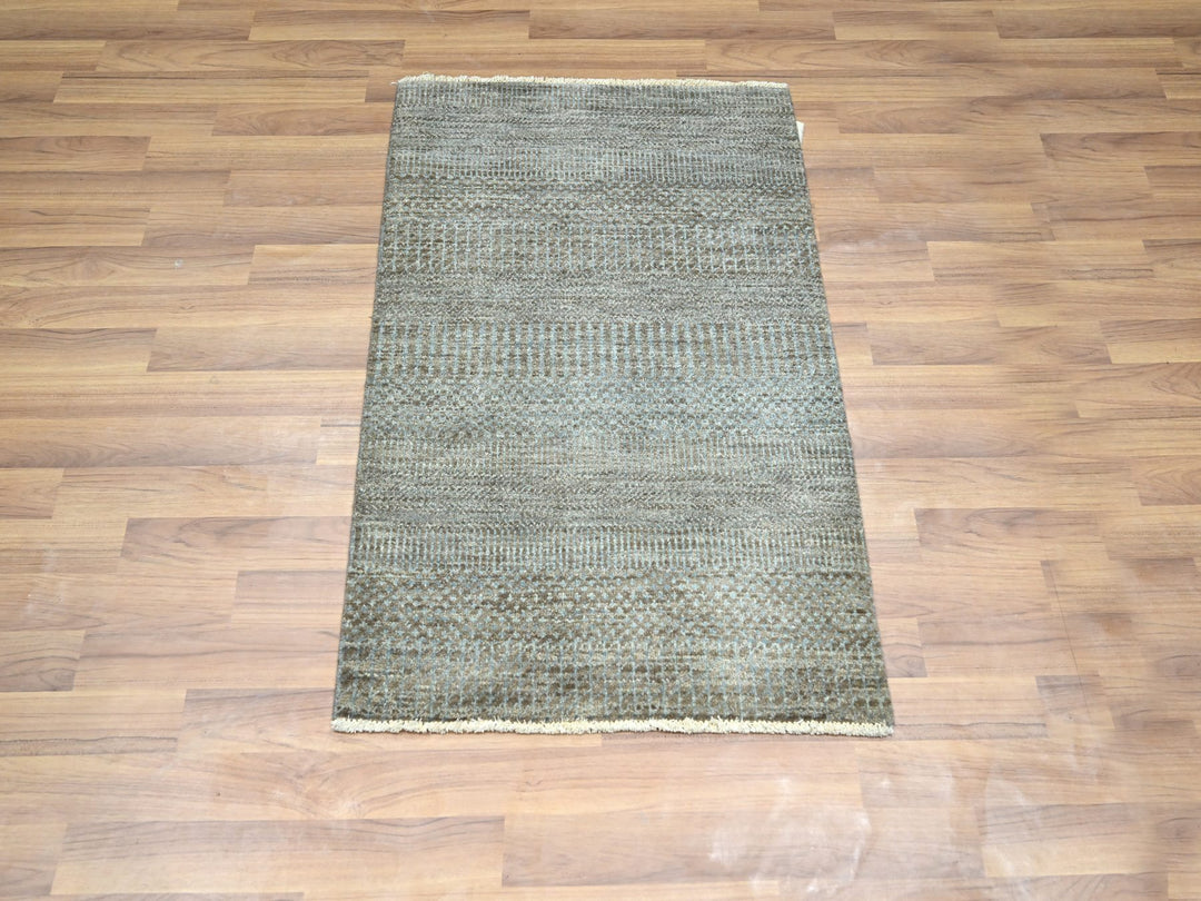 2'0" x 3'0" New Hand Knotted Brown Wool Rectangle Oriental Rug - MOA10276446