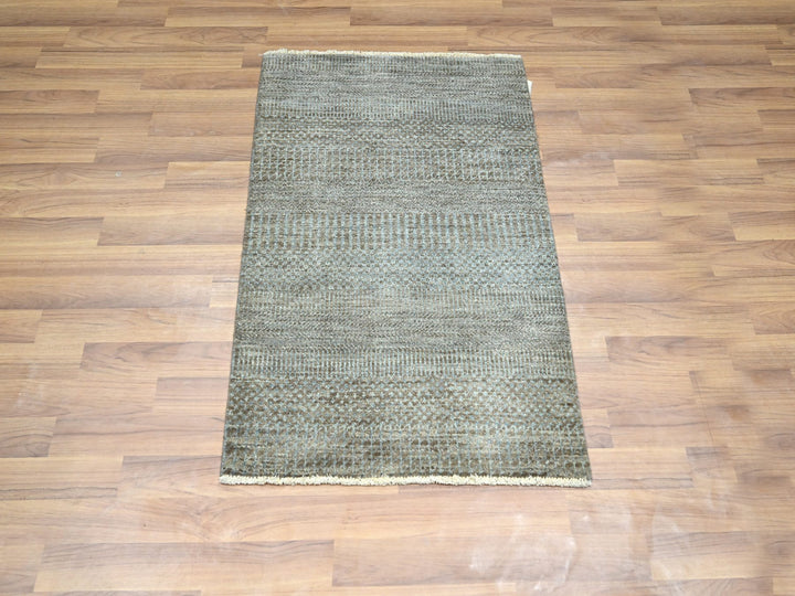 2'0" x 3'0" New Hand Knotted Brown Wool Rectangle Oriental Rug - MOA10276446