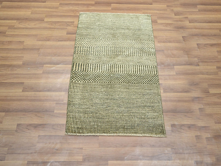 2'0" x 3'0" New Hand Knotted Beige Wool & Silk Rectangle Oriental Rug - MOA10276449