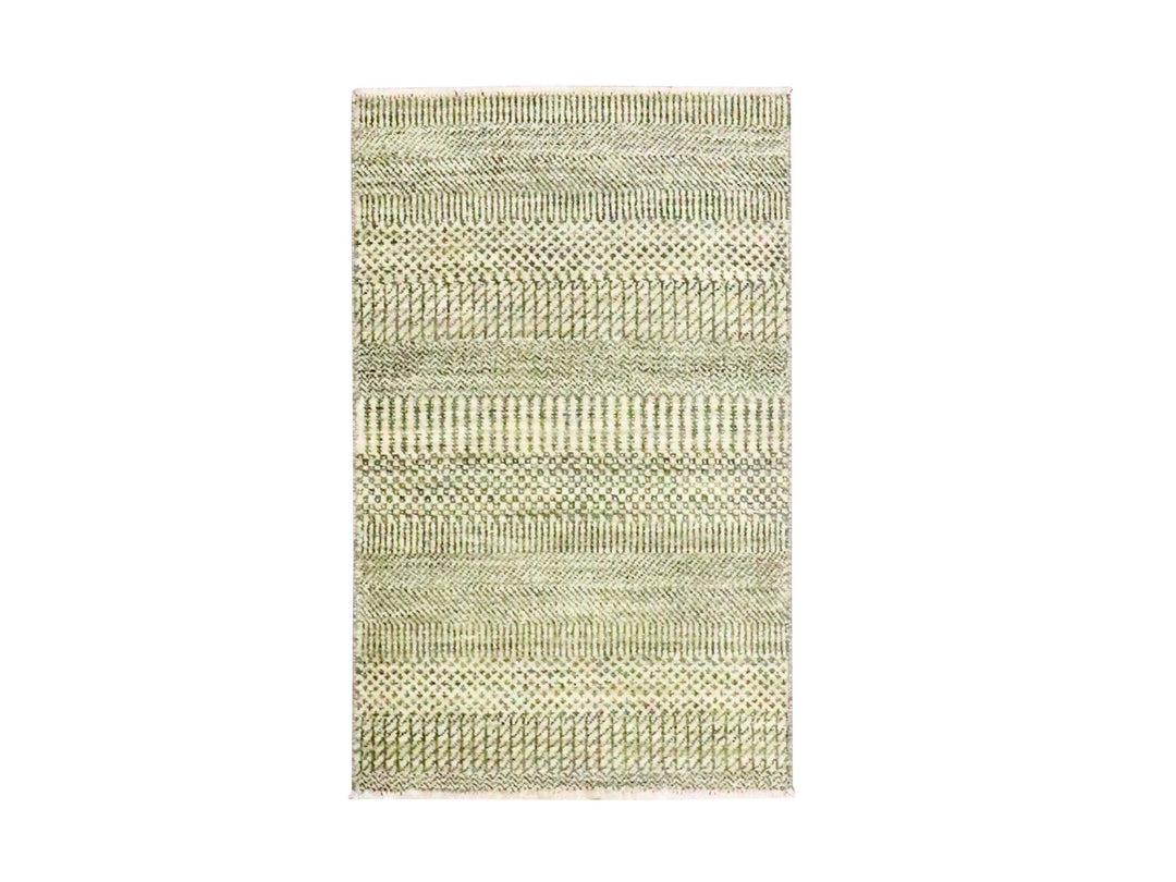 2'0" x 3'0" New Hand Knotted Beige Wool & Silk Rectangle Oriental Rug - MOA10276450