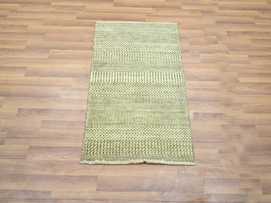 2'0" x 3'0" New Hand Knotted Beige Wool & Silk Rectangle Oriental Rug - MOA10276450