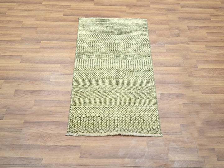 2'0" x 3'0" New Hand Knotted Beige Wool & Silk Rectangle Oriental Rug - MOA10276450