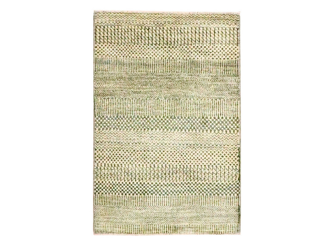 2'0" x 3'0" New Hand Knotted Beige Wool & Silk Rectangle Oriental Rug - MOA10276452