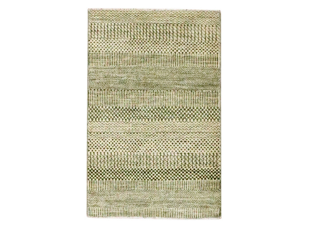 2'0" x 3'0" New Hand Knotted Beige Wool & Silk Rectangle Oriental Rug - MOA10276453
