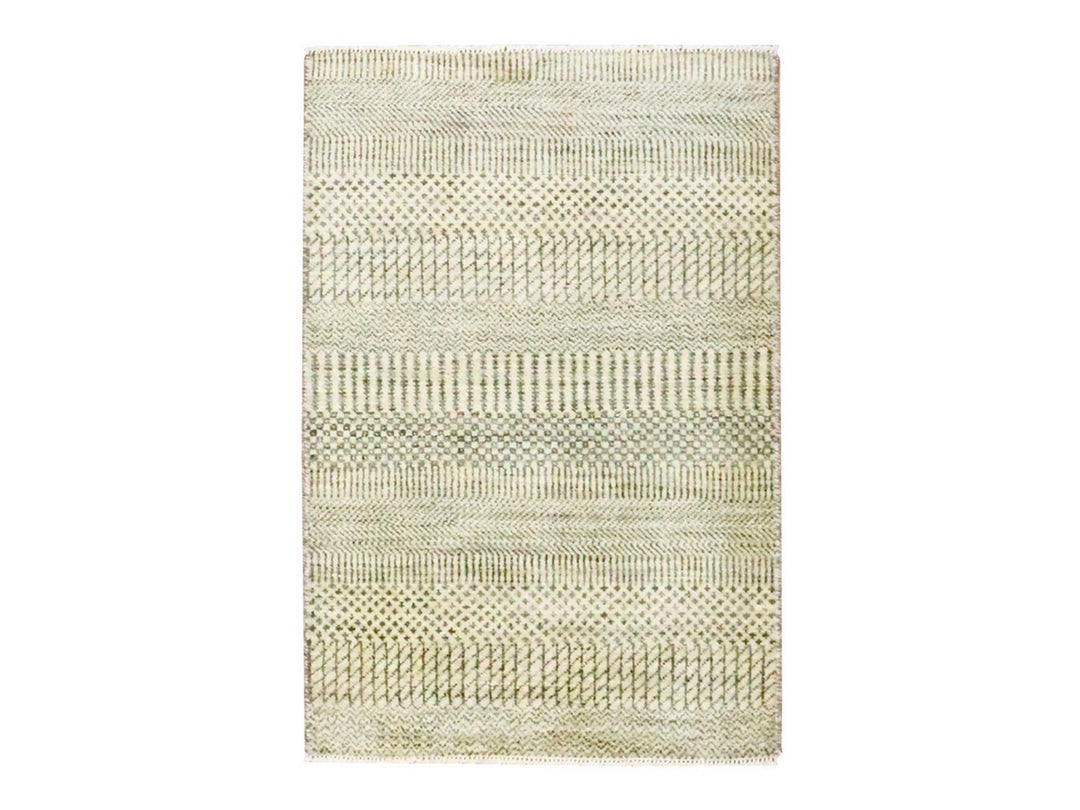 2'0" x 3'0" New Hand Knotted Beige Wool & Silk Rectangle Oriental Rug - MOA10276454