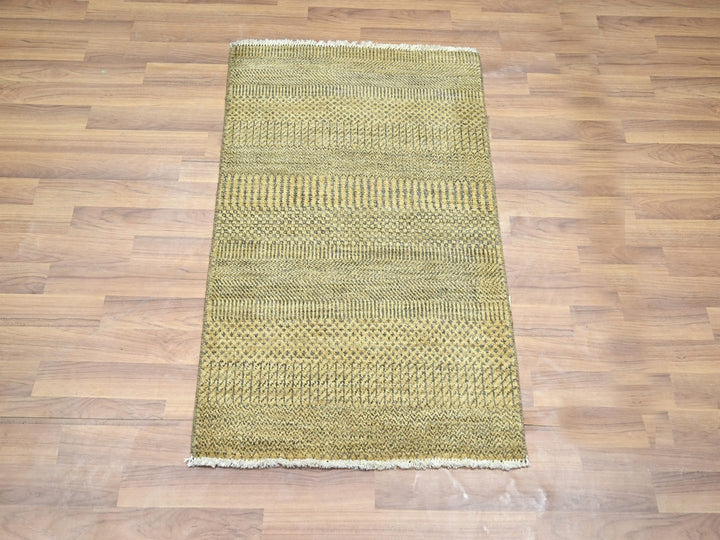 2'0" x 3'0" New Hand Knotted Brown Wool & Silk Rectangle Oriental Rug - MOA10276455