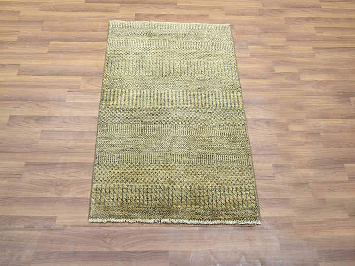2'0" x 3'0" New Hand Knotted Brown Wool & Silk Rectangle Oriental Rug - MOA10276457