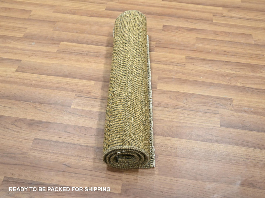 2'0" x 3'0" New Hand Knotted Brown Wool & Silk Rectangle Oriental Rug - MOA10276457