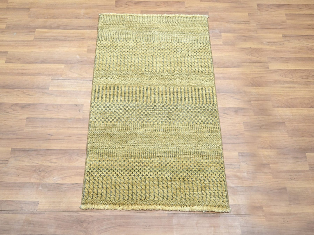 2'0" x 3'0" New Hand Knotted Brown Wool & Silk Rectangle Oriental Rug - MOA10276458