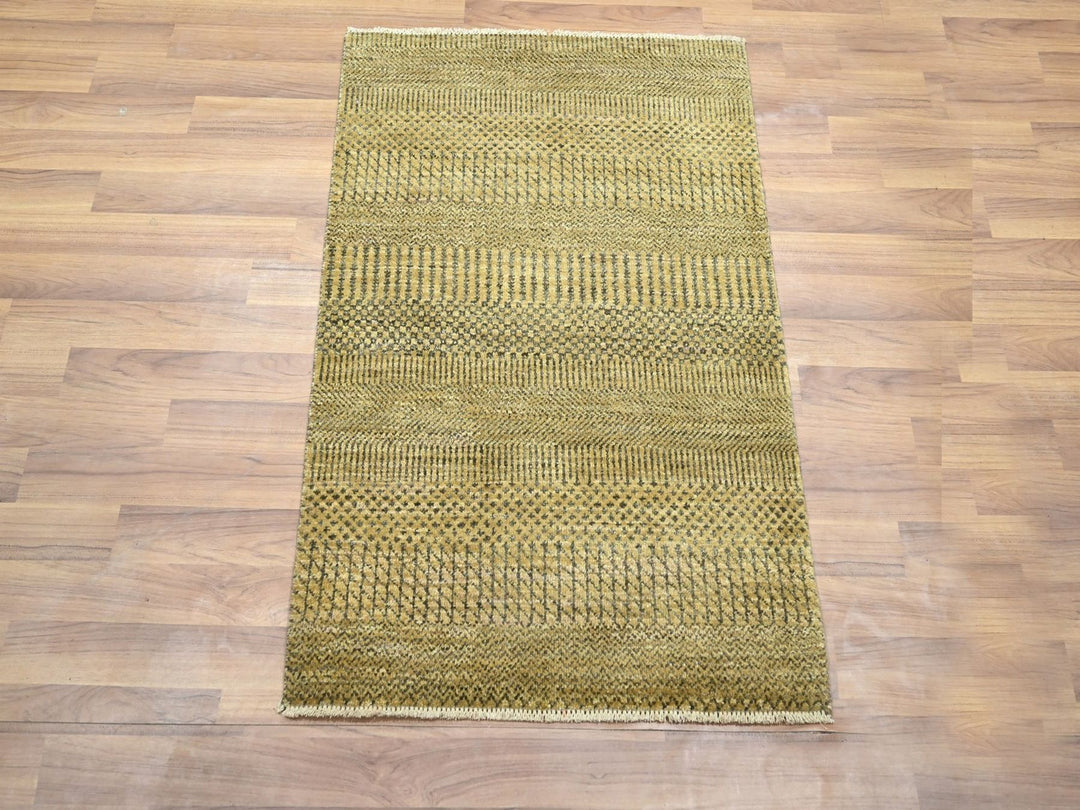 2'0" x 3'0" New Hand Knotted Brown Wool & Silk Rectangle Oriental Rug - MOA10276459