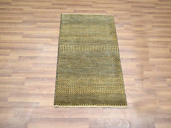 2'0" x 3'0" New Hand Knotted Brown Wool & Silk Rectangle Oriental Rug - MOA10276460