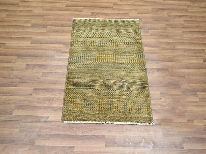 2'0" x 3'0" New Hand Knotted Brown Wool & Silk Rectangle Oriental Rug - MOA10276461