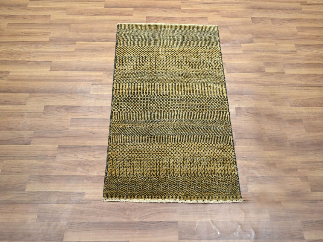 2'0" x 3'0" New Hand Knotted Brown Wool & Silk Rectangle Oriental Rug - MOA10276462