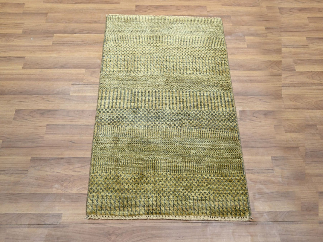 2'0" x 3'0" New Hand Knotted Brown Wool & Silk Rectangle Oriental Rug - MOA10276463