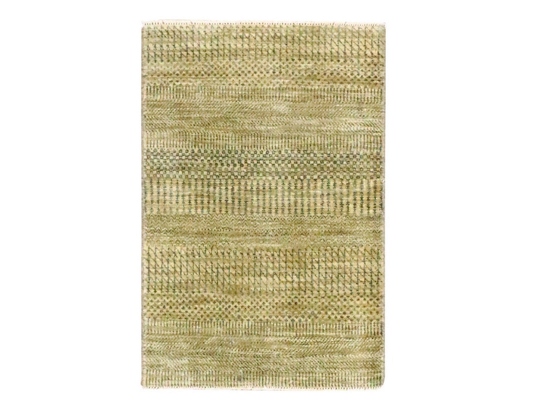 2'0" x 3'0" New Hand Knotted Brown Wool & Silk Rectangle Oriental Rug - MOA10276464