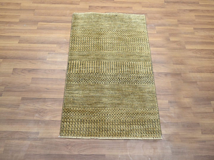 2'0" x 3'0" New Hand Knotted Brown Wool & Silk Rectangle Oriental Rug - MOA10276464
