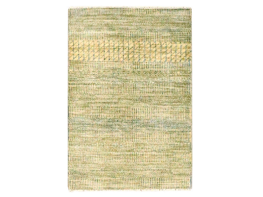 2'0" x 3'0" New Hand Knotted Brown Wool & Silk Rectangle Oriental Rug - MOA10276465