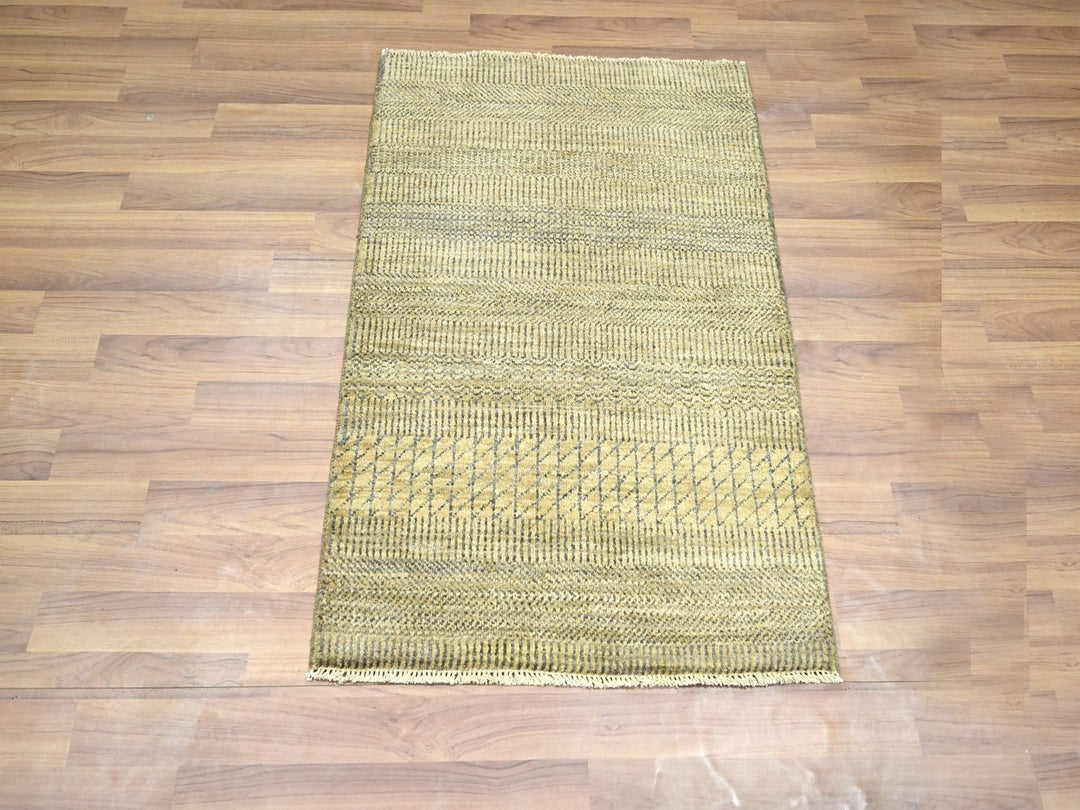 2'0" x 3'0" New Hand Knotted Brown Wool & Silk Rectangle Oriental Rug - MOA10276465