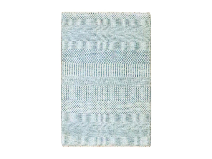 2'0" x 3'0" New Hand Knotted Blue Wool & Silk Rectangle Oriental Rug - MOA10276472