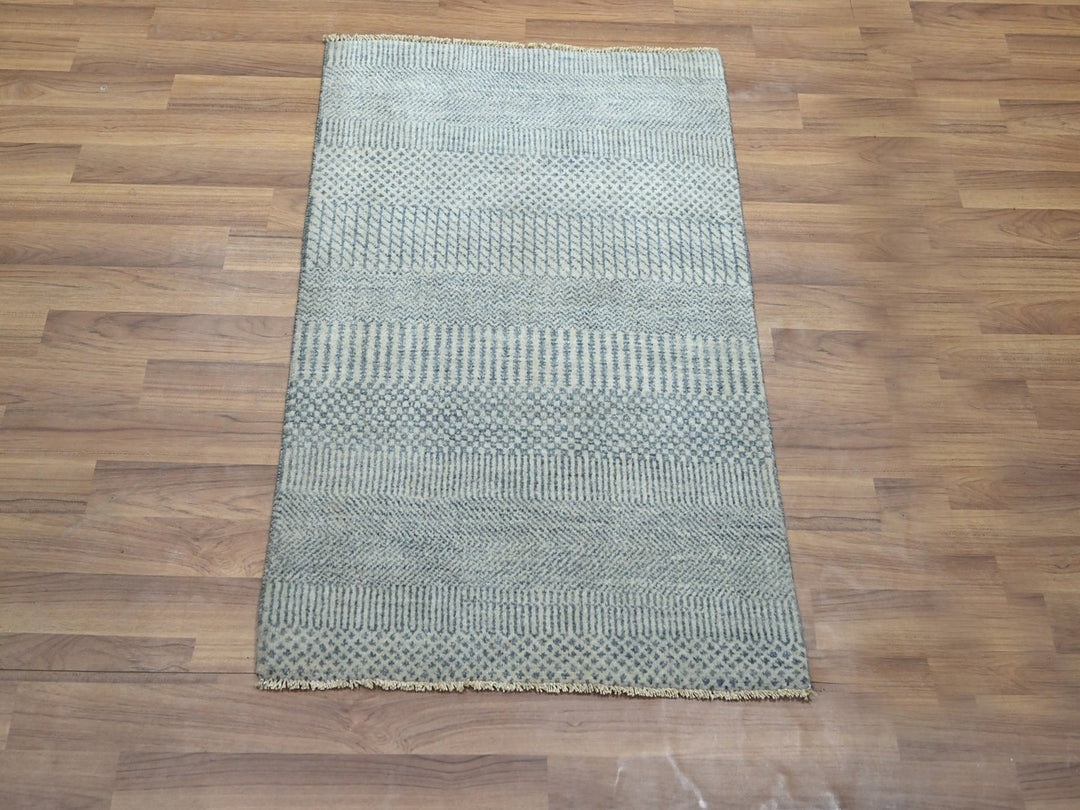 2'0" x 3'0" New Hand Knotted Blue Wool & Silk Rectangle Oriental Rug - MOA10276473