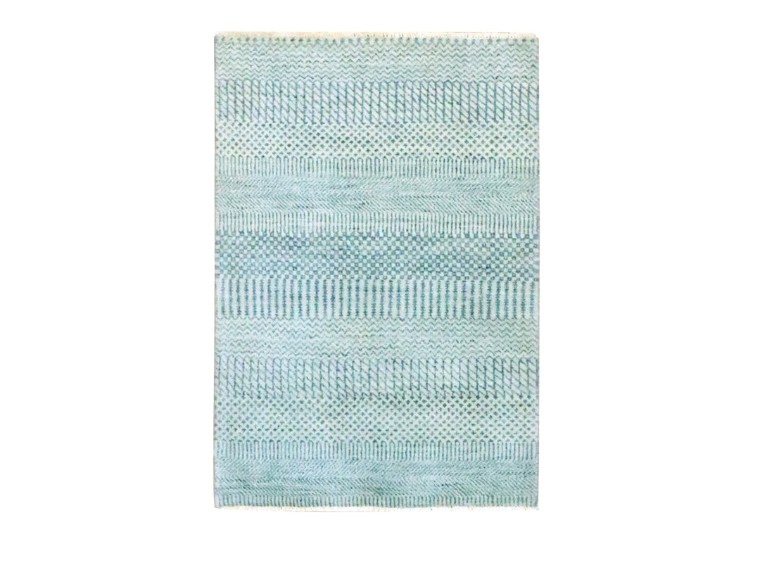 2'0" x 3'0" New Hand Knotted Blue Wool & Silk Rectangle Oriental Rug - MOA10276474