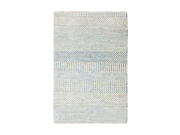 2'0" x 3'0" New Hand Knotted Blue Wool Rectangle Oriental Rug - MOA10276476
