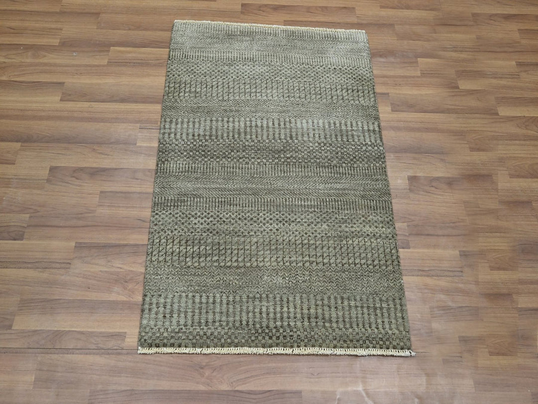 2'0" x 3'0" New Hand Knotted Brown Wool & Silk Rectangle Oriental Rug - MOA10276478