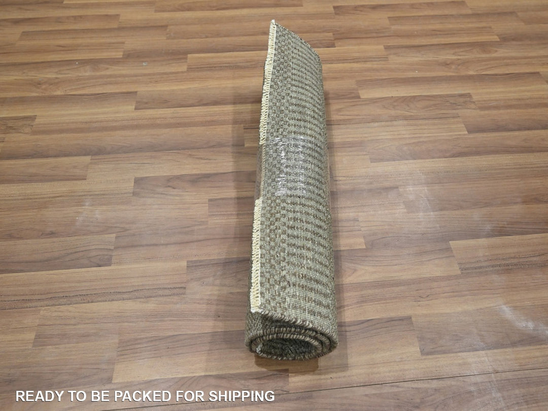 2'0" x 3'0" New Hand Knotted Brown Wool & Silk Rectangle Oriental Rug - MOA10276478