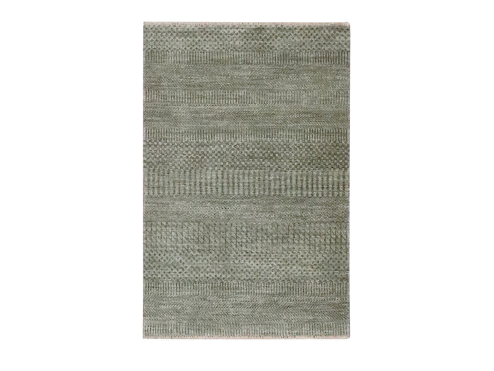 2'0" x 3'0" New Hand Knotted Grey Wool Rectangle Oriental Rug - MOA10276481