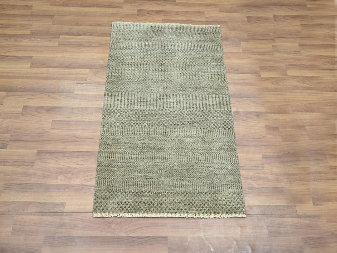 2'0" x 3'0" New Hand Knotted Grey Wool Rectangle Oriental Rug - MOA10276481
