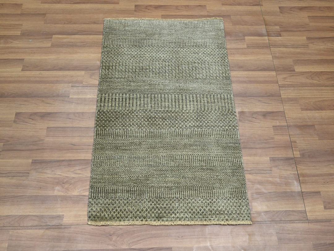 2'0" x 3'0" New Hand Knotted Brown Wool Rectangle Oriental Rug - MOA10276482