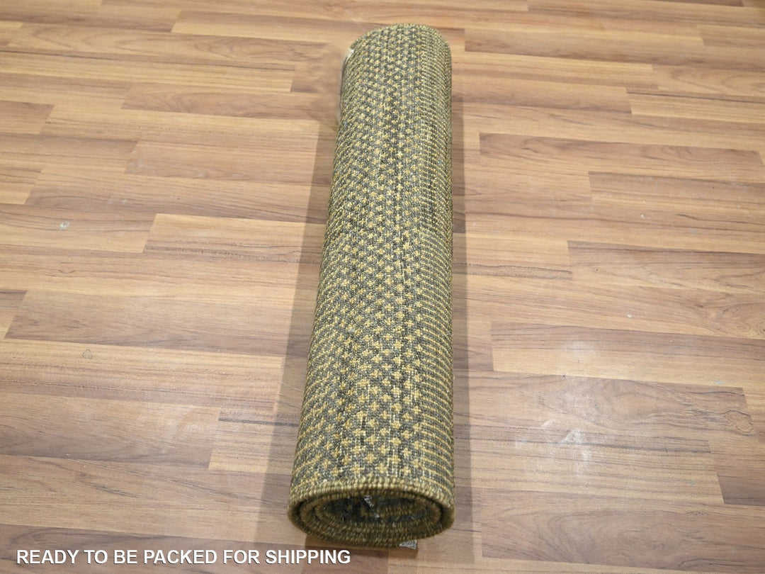2'0" x 3'0" New Hand Knotted Brown Wool & Silk Rectangle Oriental Rug - MOA10276483