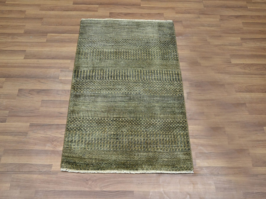 2'0" x 3'0" New Hand Knotted Brown Wool Rectangle Oriental Rug - MOA10276485