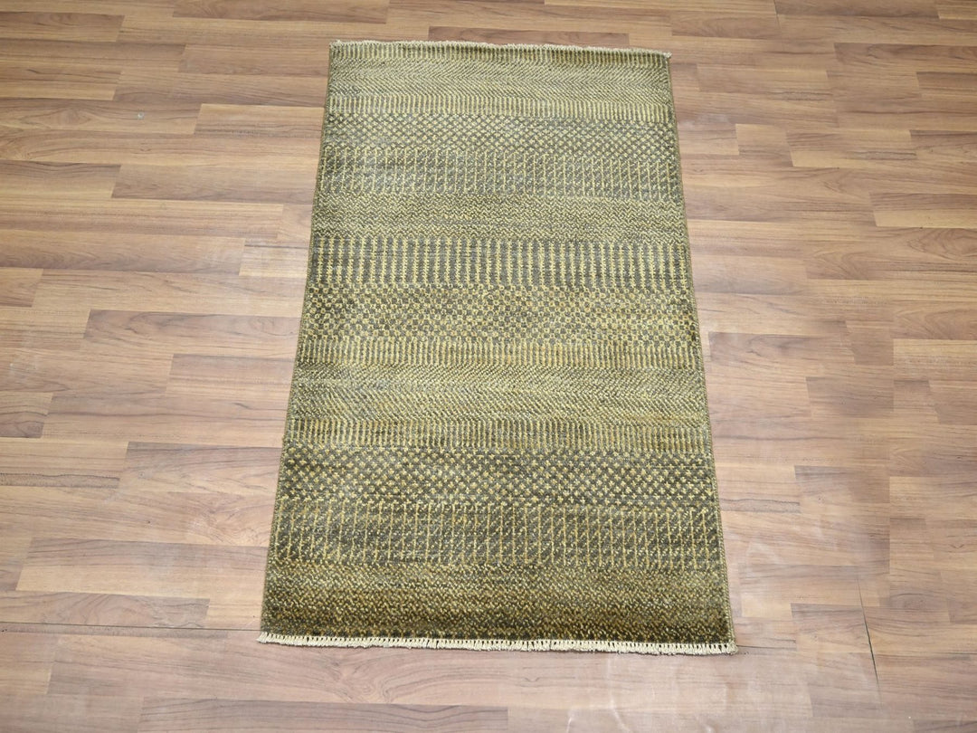 2'0" x 3'0" New Hand Knotted Brown Wool Rectangle Oriental Rug - MOA10276487