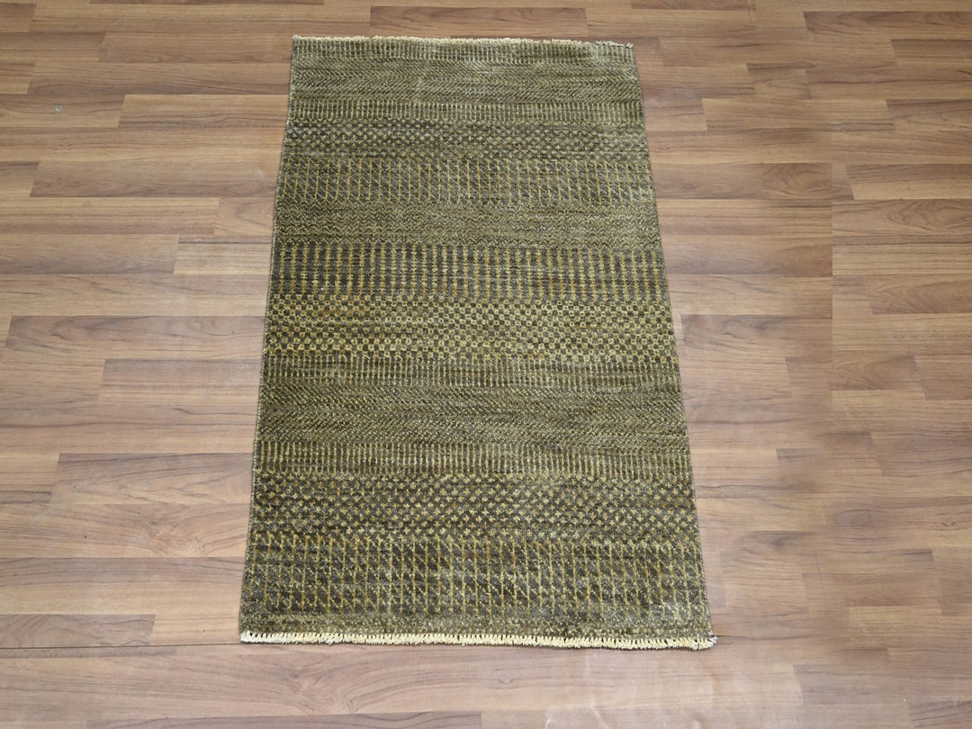 2'0" x 3'0" New Hand Knotted Brown Wool Rectangle Oriental Rug - MOA10276488