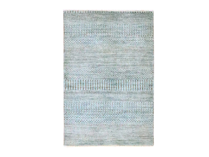 2'0" x 3'0" New Hand Knotted Blue Wool & Silk Rectangle Oriental Rug - MOA10276489