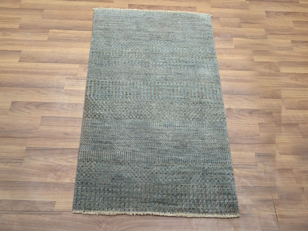 2'0" x 3'0" New Hand Knotted Blue Wool & Silk Rectangle Oriental Rug - MOA10276489