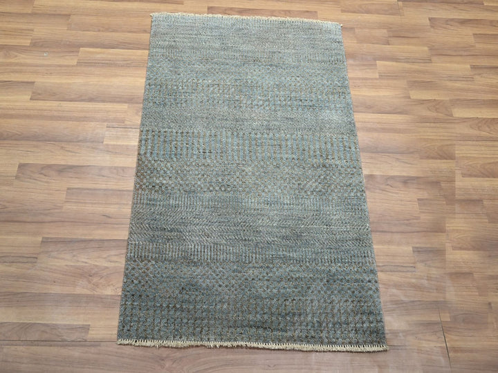 2'0" x 3'0" New Hand Knotted Blue Wool & Silk Rectangle Oriental Rug - MOA10276489