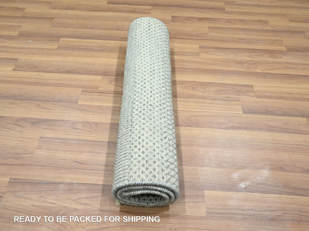 2'0" x 3'0" New Hand Knotted Grey Wool & Silk Rectangle Oriental Rug - MOA10276491